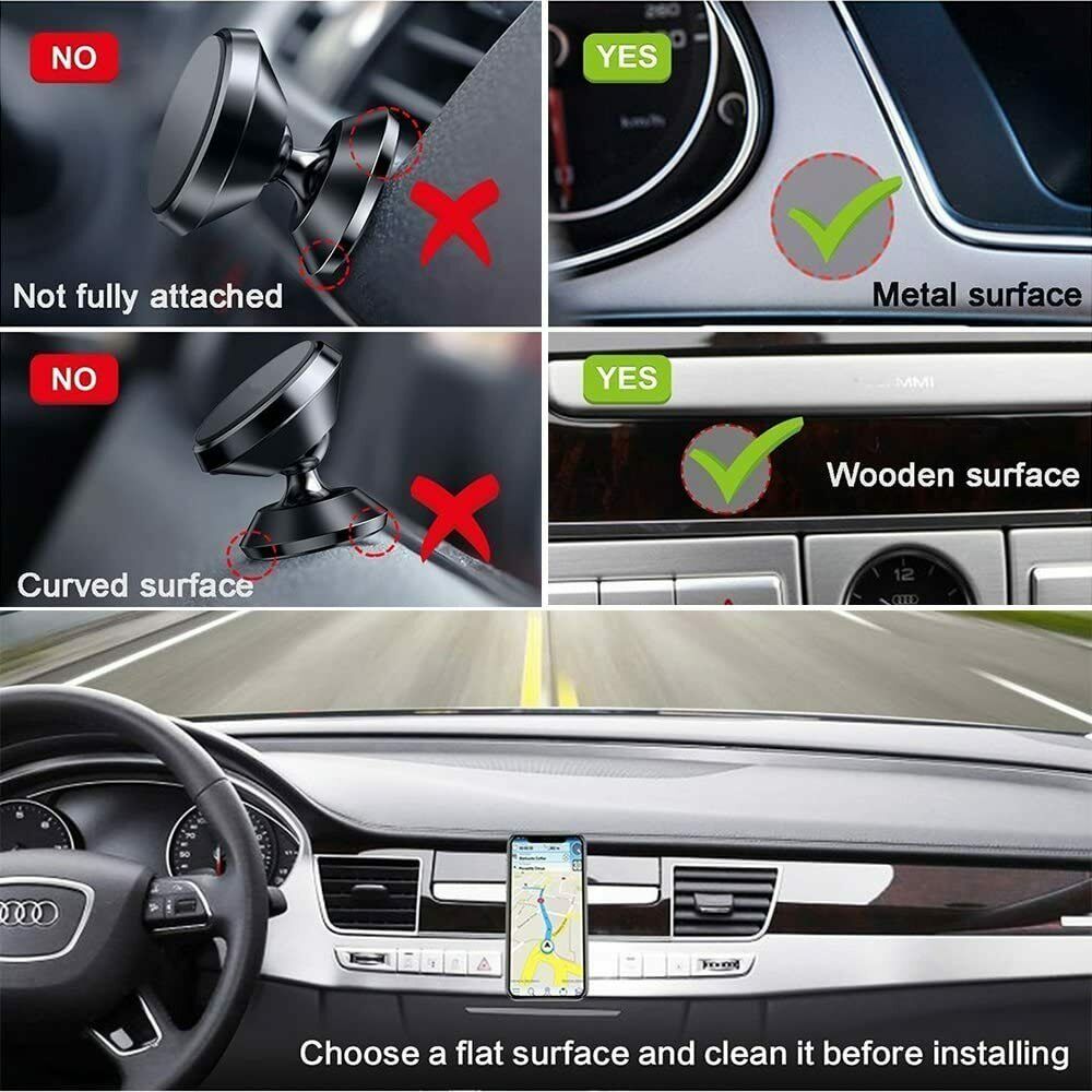 2 Pack Magnetic Car Mount Car Phone Holder Stand Dashboard For iPhone Android Samsung