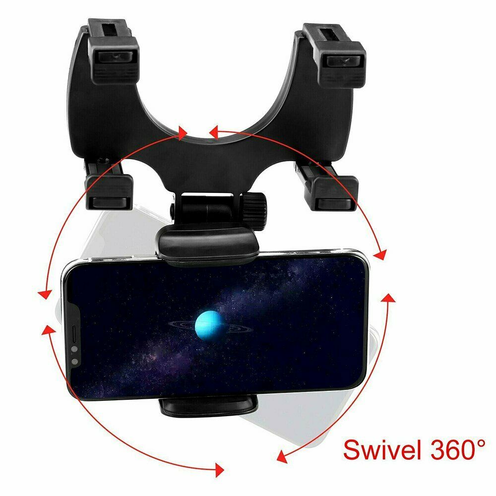 Universal Car Rear View Mirror Mount Stand GPS Cell Phone Holder 360 Rotation